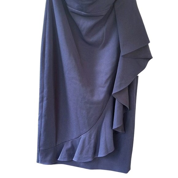 NWOT Dress The Population Liv Womens (L) Navy Blue Ruffled Strapless Midi Dress - Picture 10 of 13